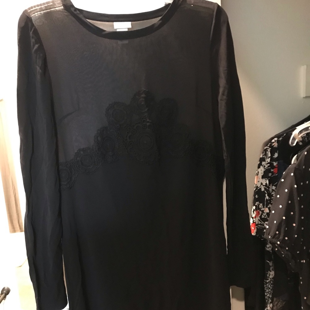 H&M Long Semi-Sheer Embroidered Dress